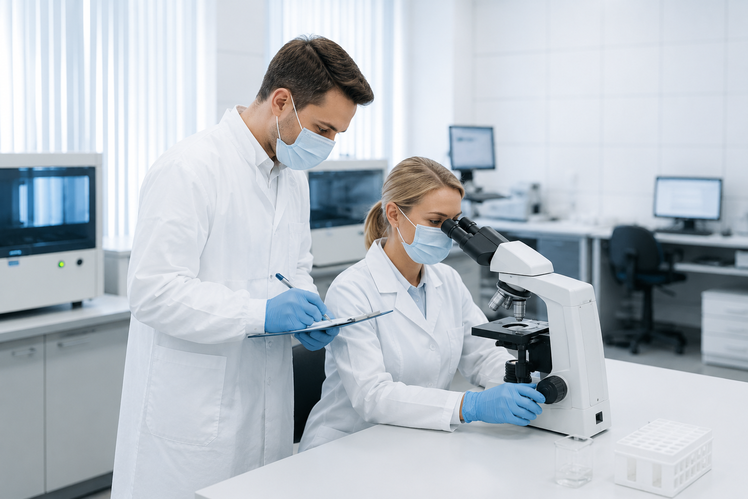 Labor – Vitamin Testsieger arbeitet im Labor mit Ärzten und Fachpersonal